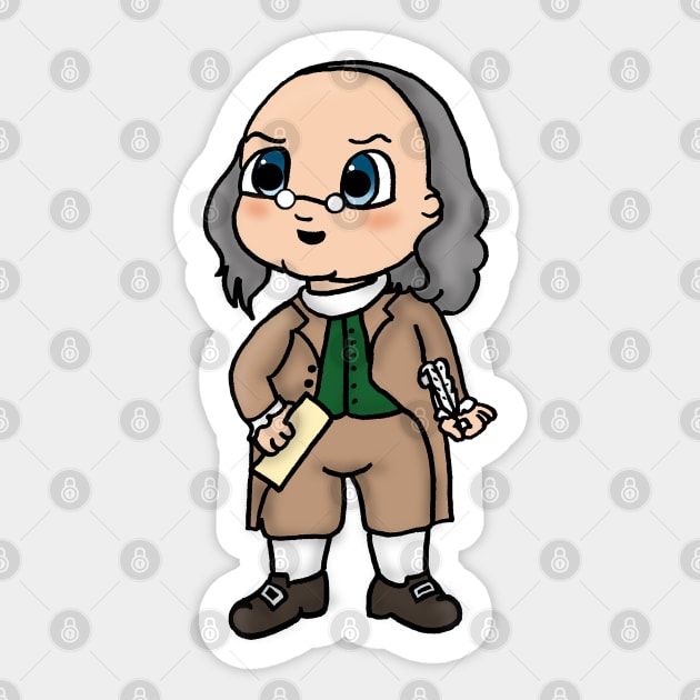 Chibi Ben Franklin - Small Design Sticker by Aeriskate